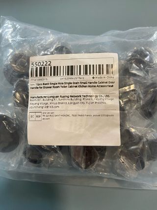 12 Pomos Tiradores Negros + Tornillos