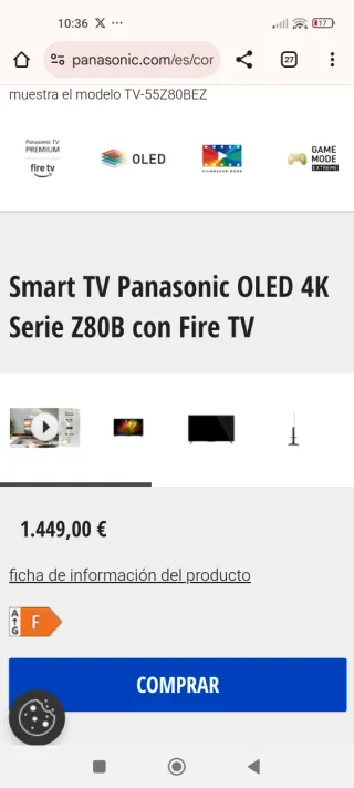 TV Panasonic 55" pulgadas 55Z80BEZ Negra