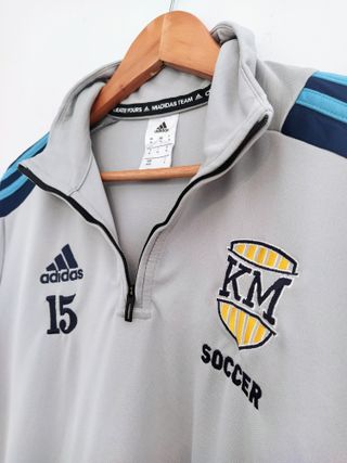 Adidas sudadera técnica gris  M logo bordado USA