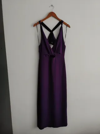 Vestido largo morado cut out Zara Talla S