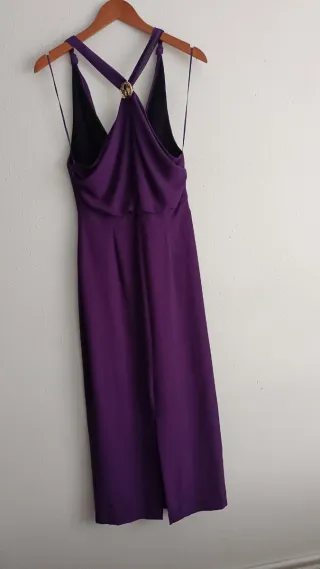Vestido largo morado cut out Zara Talla S