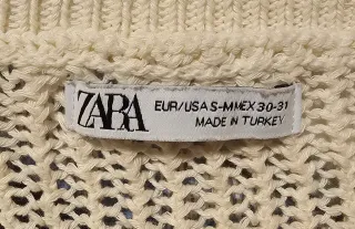 Chaleco Zara "Off-White" Crema Talla S