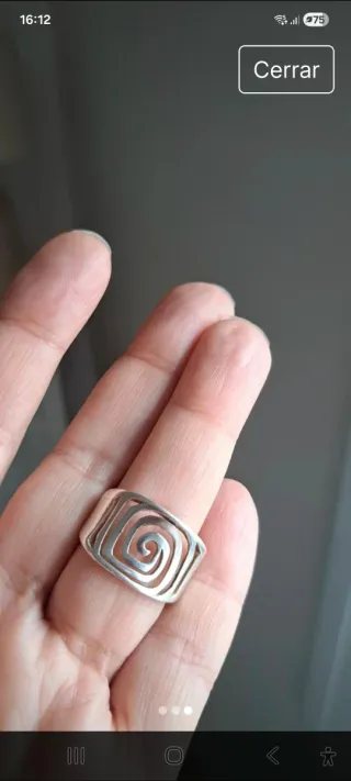Anillo Plata Diseño Geométrico Espiral