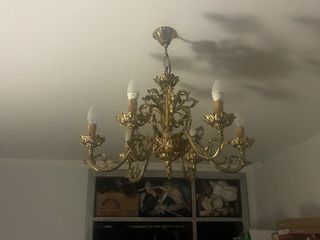 Lámpara de bronce y cristal