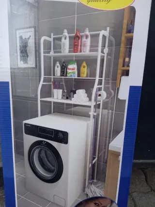 Scaffale porta lavatrice bianco e nero
