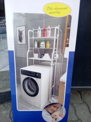 Scaffale porta lavatrice bianco e nero