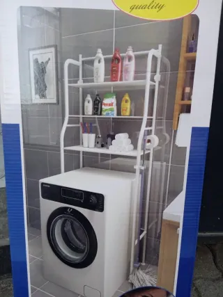 Scaffale porta lavatrice bianco e nero