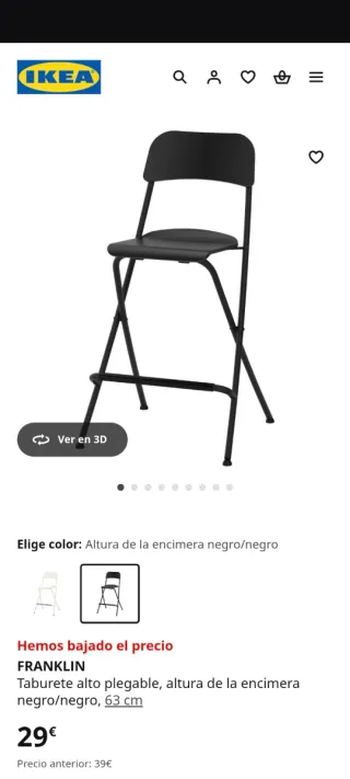 Silla Alta Plegable IKEA Negra