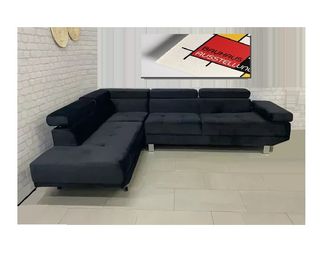 Sofá rinconera negro terciopelo