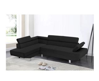 Sofá rinconera negro terciopelo