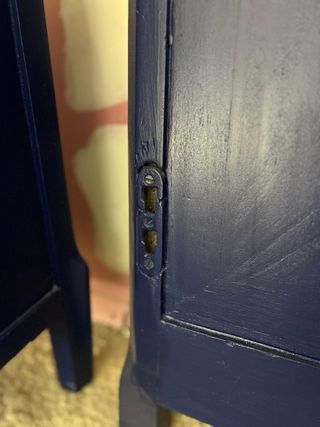 Cabecero antiguo madera azul