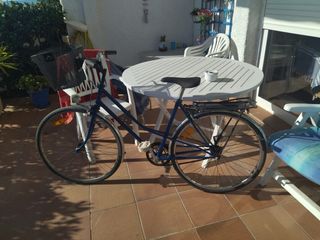Bicicleta Clásica Azul con Cesta