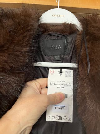 Abrigo largo pelo Zara marrón T/M,L