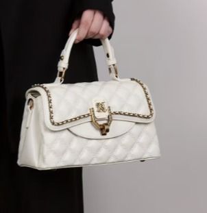 Bolso de Diseñador Blanco Acolchado con Cadena