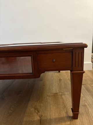 Mesa de centro madera cerezo y cristal