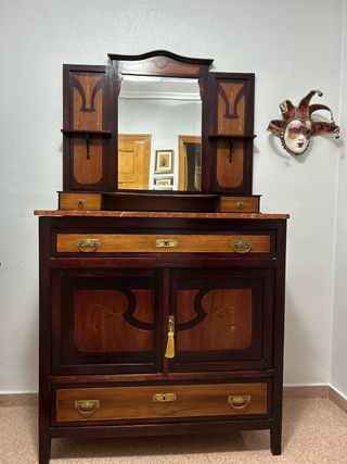 Mueble de entrada antiguo, perchero y paraguero