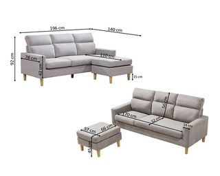 Sofá Chaise Longue Reversible Gris