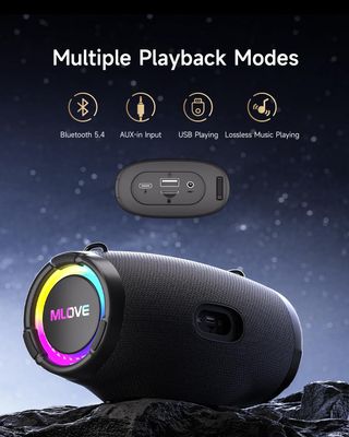 Altavoz Bluetooth portátil impermeable luces Led