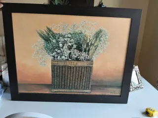 Cuadro Pintura Flores Cesta
