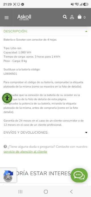 Moto Eléctrica Scooter Askoll ES1 50cc