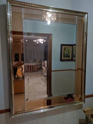 Espejo recibidor dorado