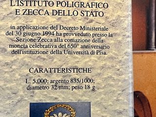 Moneta Argento L 500 1993 FDC Università di Pisa