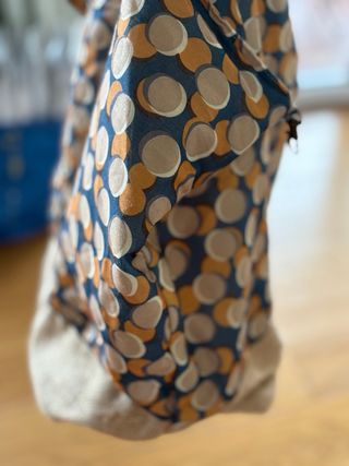 Borsa grande in lino con fantasia pois