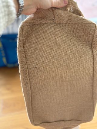 Borsa grande in lino con fantasia pois