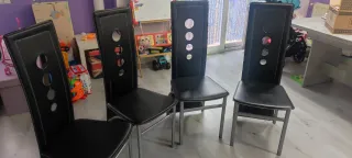 Juego de 4 sillas de comedor negras