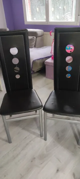 Juego de 4 sillas de comedor negras