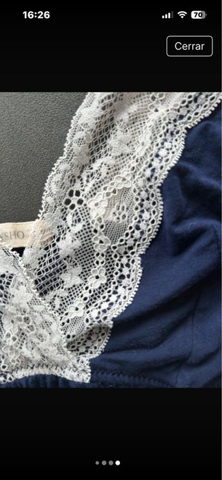 Camisón azul con encaje