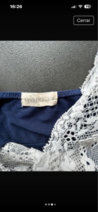 Camisón azul con encaje