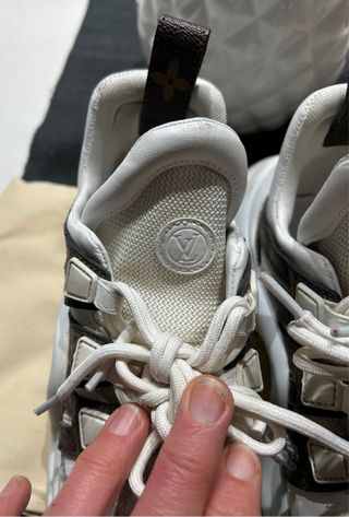 Louis Vuitton Scarponcini Tela Pelle Bianco Marron