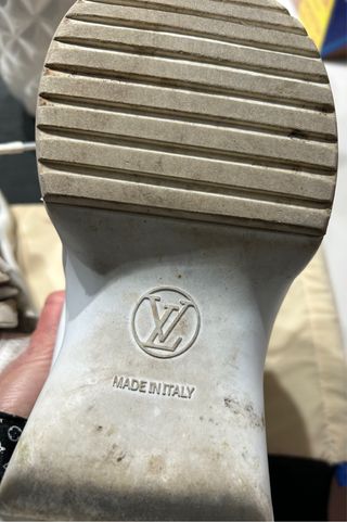 Louis Vuitton Scarponcini Tela Pelle Bianco Marron