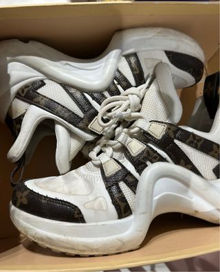 Louis Vuitton Scarponcini Tela Pelle Bianco Marron