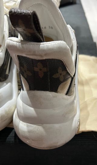 Louis Vuitton Scarponcini Tela Pelle Bianco Marron