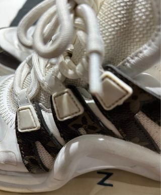 Louis Vuitton Scarponcini Tela Pelle Bianco Marron