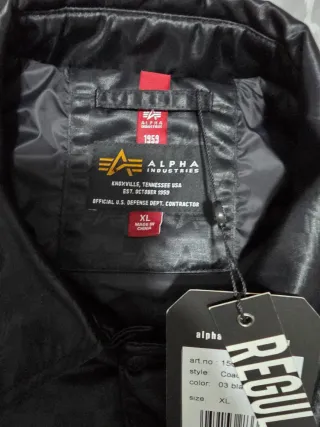 Chaqueta Alpha Industries Negra Talla XL