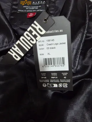 Chaqueta Alpha Industries Negra Talla XL