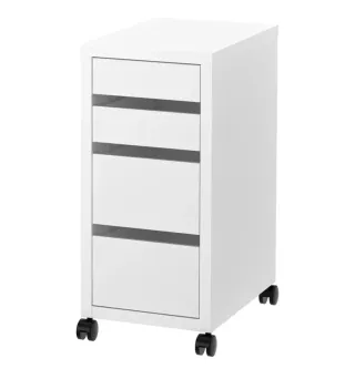 Escritorio blanco con cajonera a juego