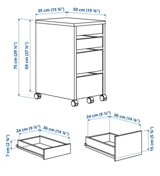 Escritorio blanco con cajonera a juego