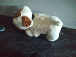 Peluche perro grande marrón y blanco