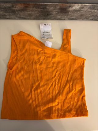 Top Asimétrico Zara Naranja Talla M