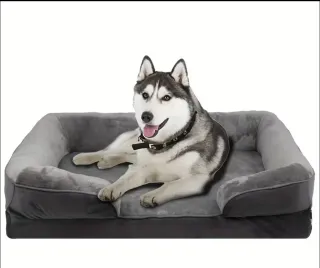 Cama para mascotas gris y negra