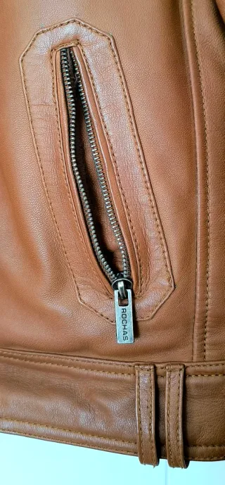 Chaqueta de Cuero Marrón Rochas