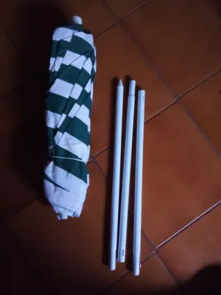 Sombrilla terraza rayas verde/blanco 153cm