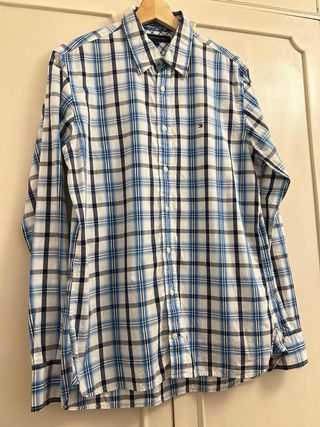 Camisa Tommy Hilfiger Cuadros Azul y Blanco