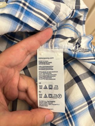 Camisa Tommy Hilfiger Cuadros Azul y Blanco