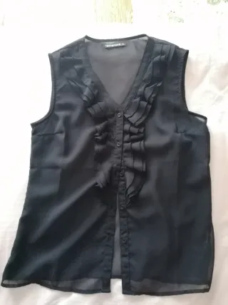 Camicia Terranova nera senza maniche L