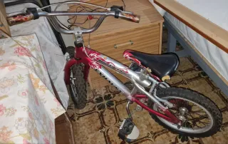 Bicicleta infantil roja y plateada